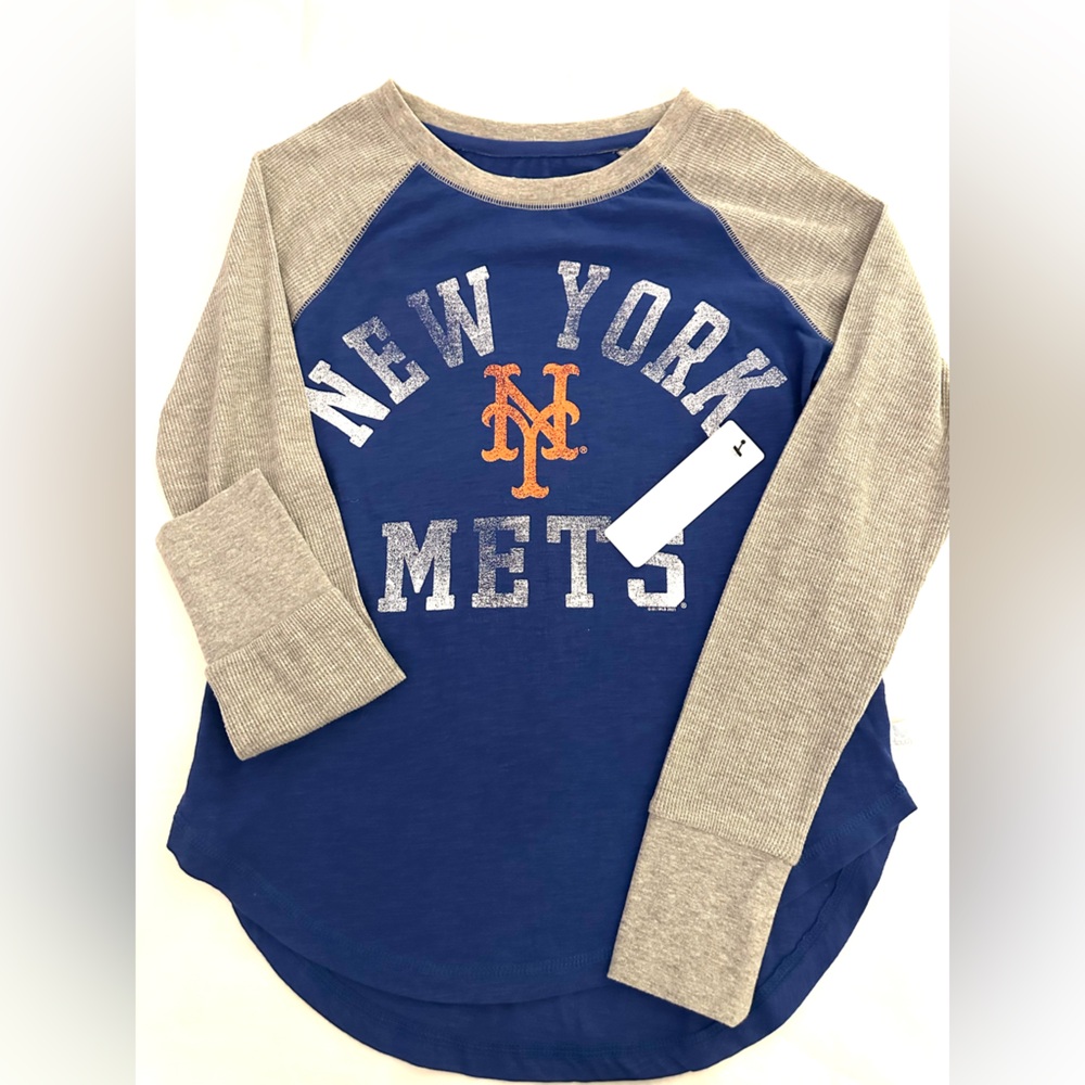 Women's New York Mets Blue and Gray Long Sleeve Raglan Tee, New W/ Tags